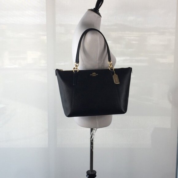 NEW Coach Ava Tote In Crossgrain Leather Handbag Black F57526 Wallet Set - Picture 11 of 13